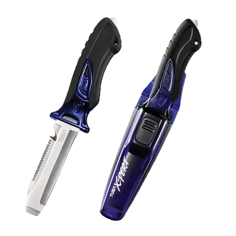 TUSA X-Pert II Blunt Tip Dive Knife – Premium Stainless Steel Scuba Safety Knife Cobalt Blue